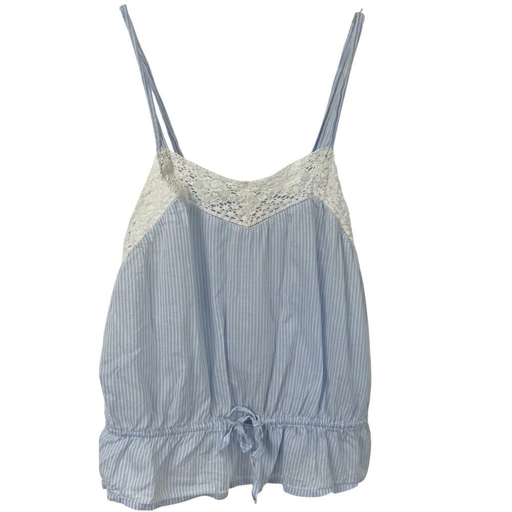 GAP Lace Trim Camisole Cottagecore Feminine Soft Girl Cotton Tank Blue XS